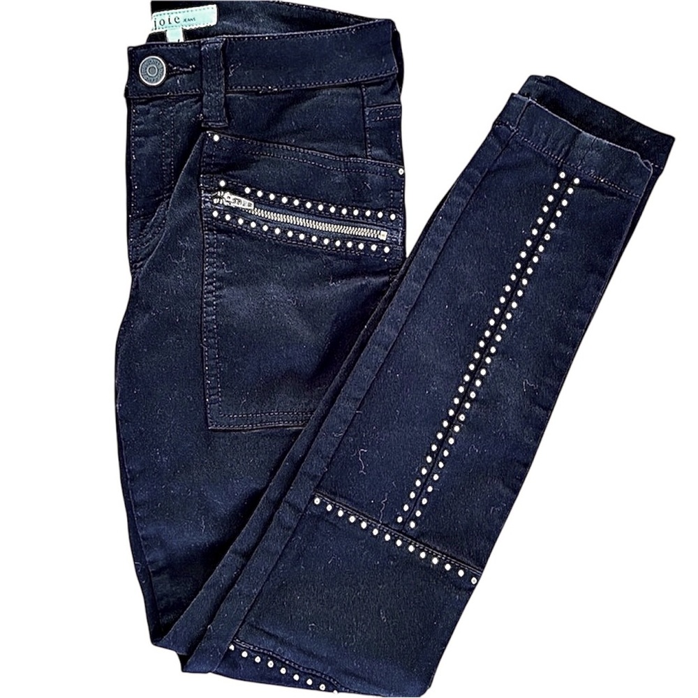 Joie Black Moto Ankle Jeans with Gold Studs